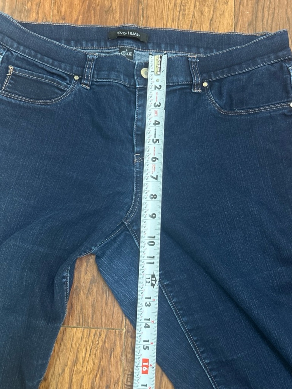 Women’s Dark Blue Stretch Denim Jeans Size Lr - Picture 4 of 7